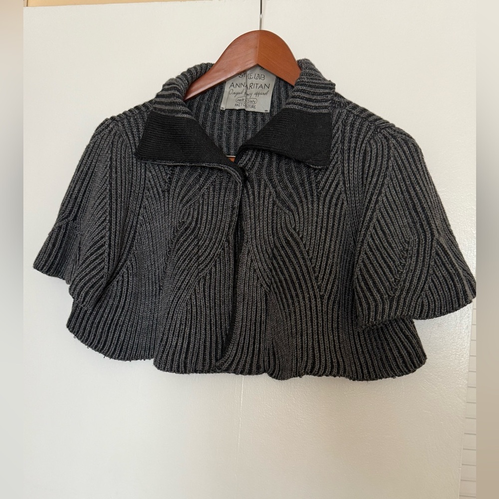 Ann Taylor Black and Gray Women's Cape Jacket